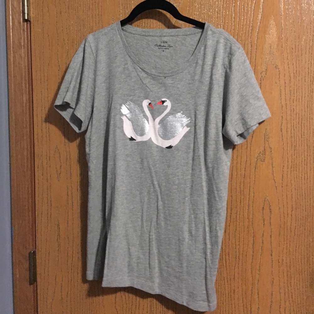 J. Crew Factory Swan T-Shirt in grey, M, like new